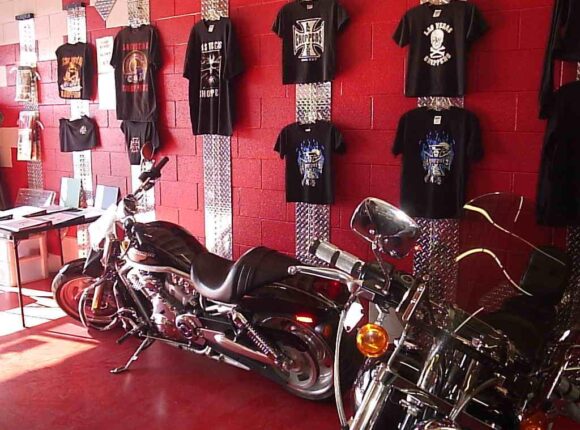 Wall Of Shirt And Harleys
